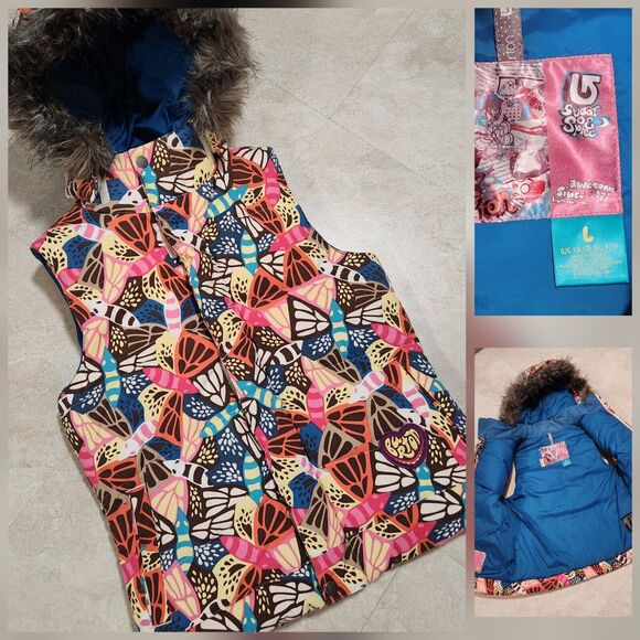 Burton DryRide Sugar & Spice Girls L Large 10/12 Butterfly Hooded Insulated Vest